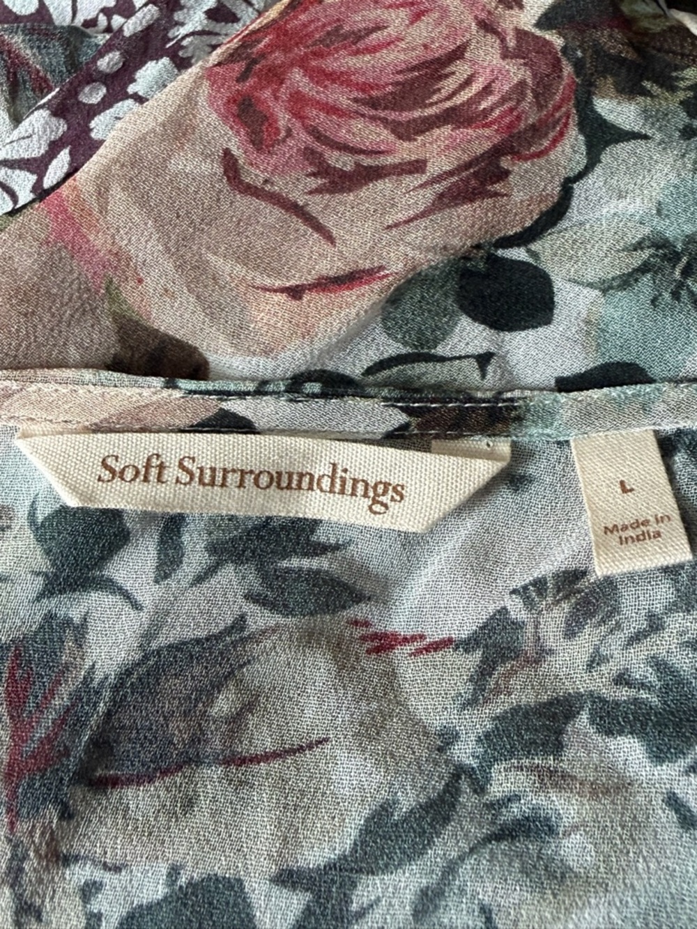 Soft Surroundings Embroidered Floral Sheer Kimono Topper Size Large 54996 - Picture 13 of 15